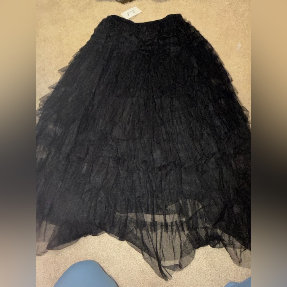 Wish Black Asymmetrical Layered Skirt